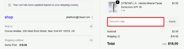 A red box is where you enter a Suncademy  discount code