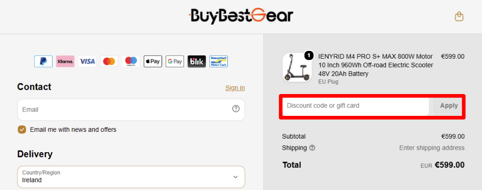 Paste your code in the red box to get your discount