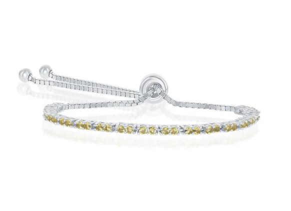Custom Mother's Day gifts: Sterling Silver 2mm Citrine CZ 'November Birthstone' Bracelet
