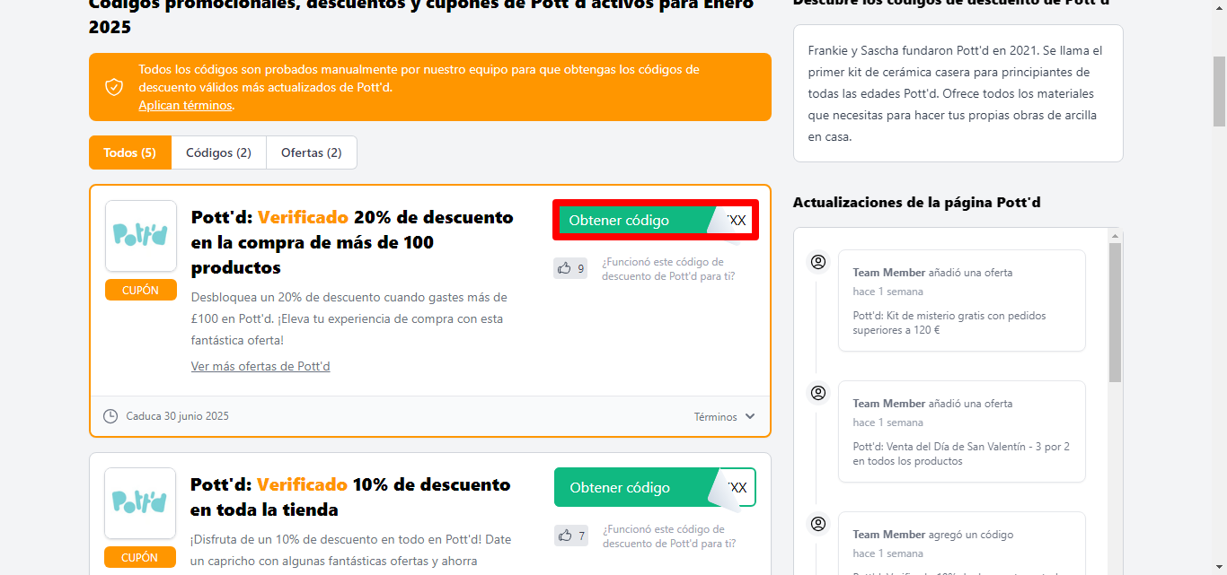 cuadro rojo con el código para copiar