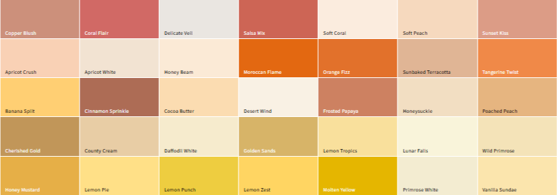 Dulux Decorator Centre colour collection are displayed