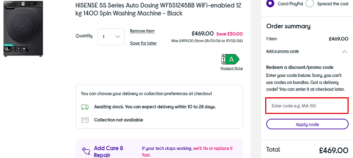 image showing the checkout page