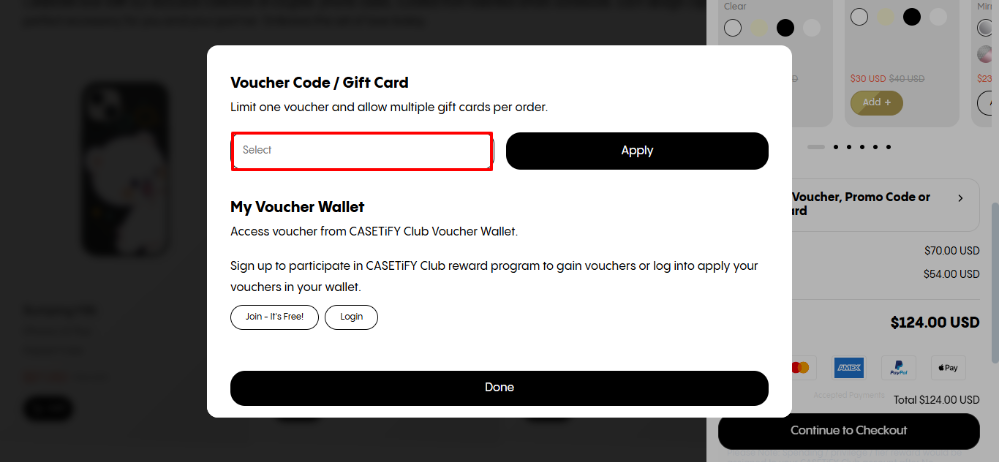 Casetify discount code place highlighted by a red box