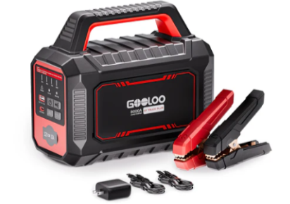 GOOLOO portable car jump starter on a white background