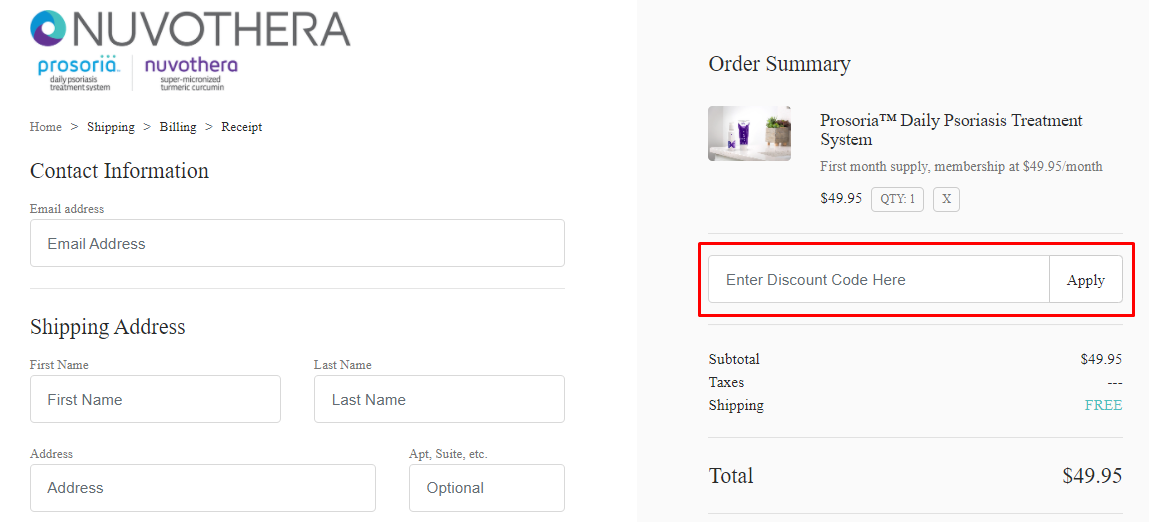 How do I use my Prosoria discount code?