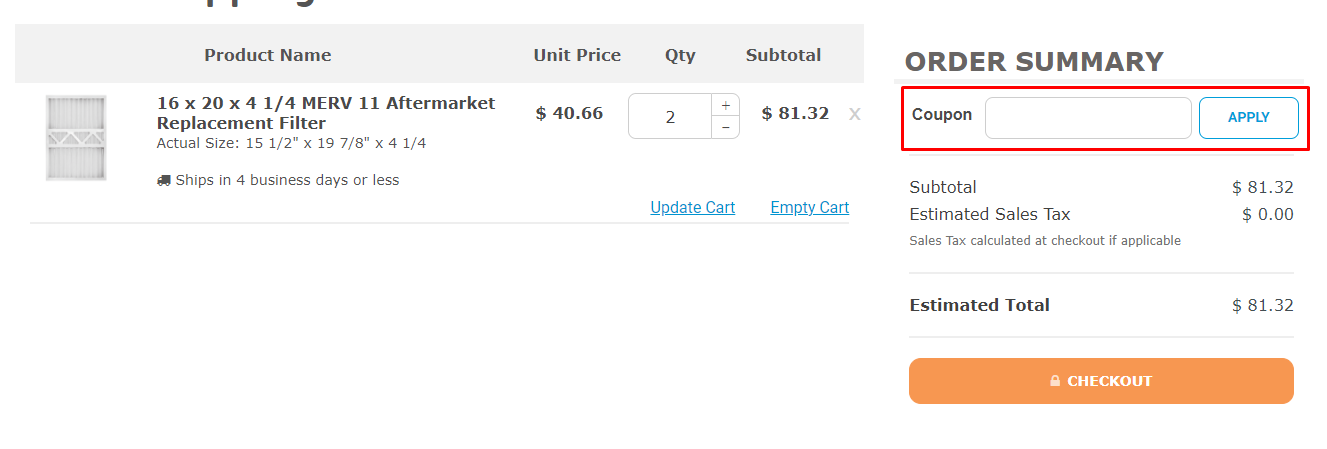 How do I use my Air Filters Delivered coupon code?