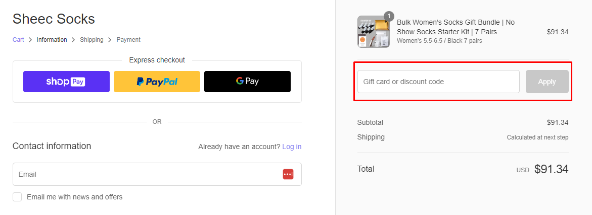 How do I use my Sheec discount code?