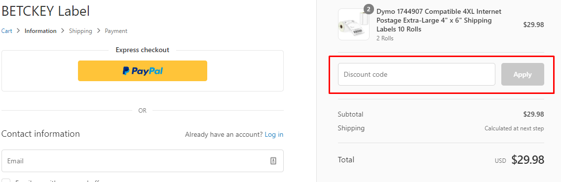 How do I use my Betckey disocunt code?