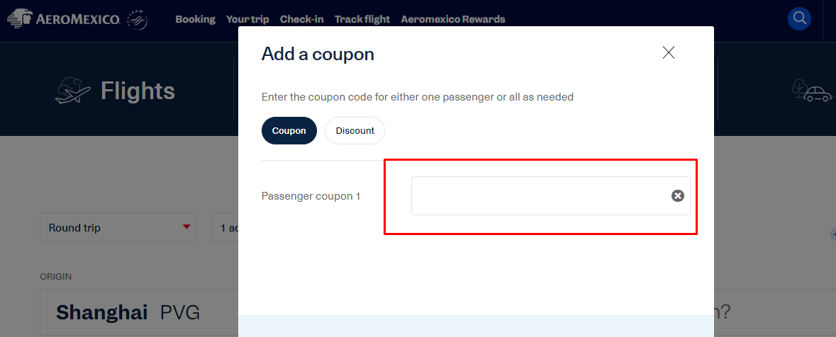 How do I use my Aeromexico coupon code?