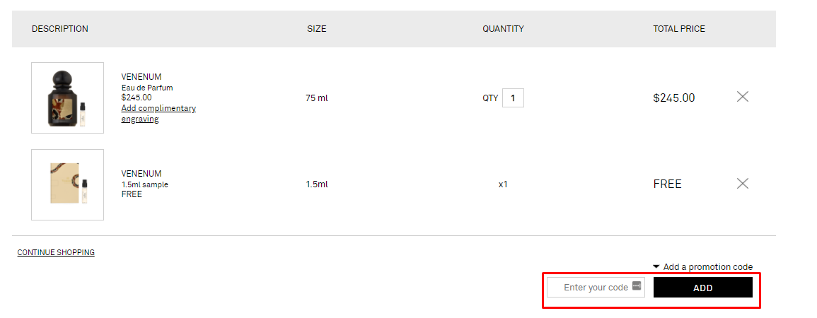 How do I use my L'Artisan Parfumeur promotional code?
