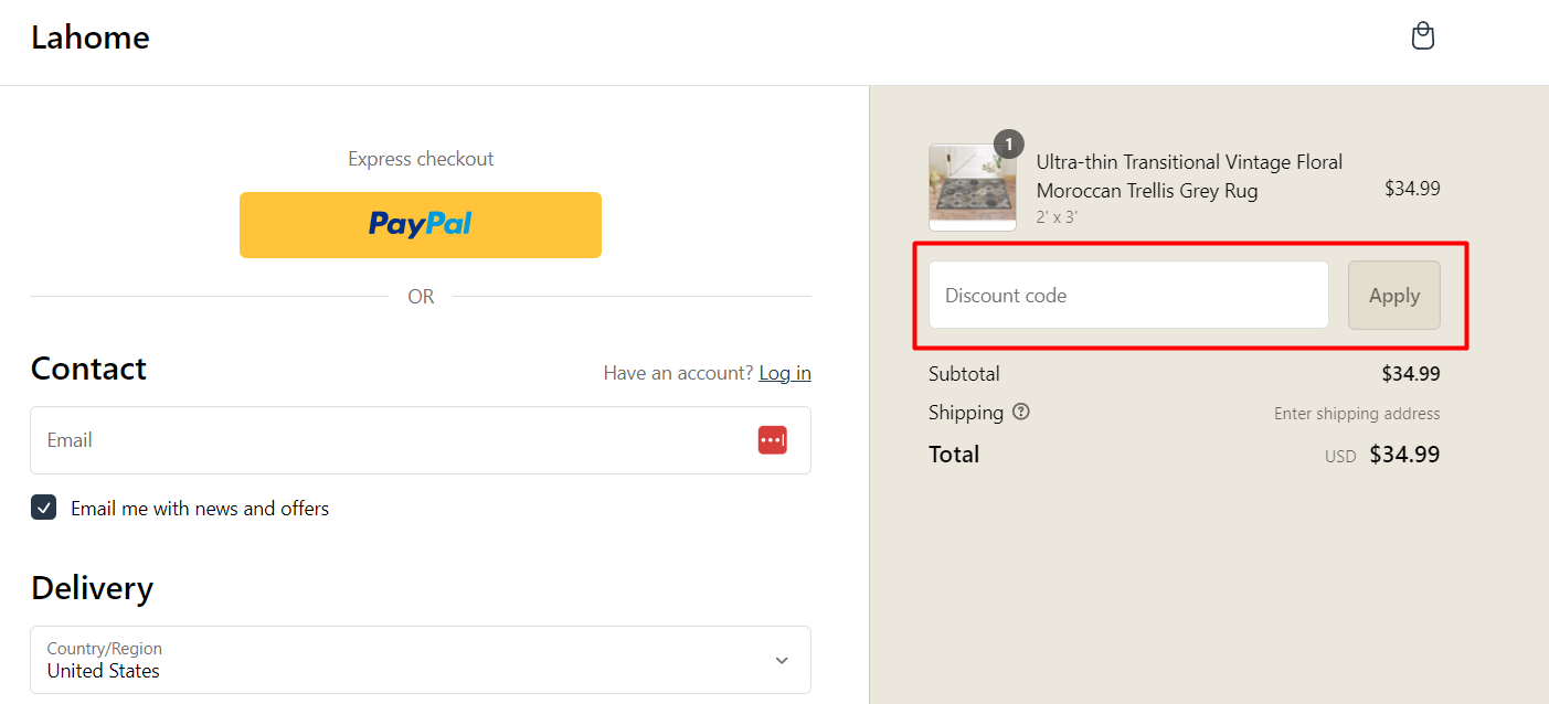 How do I use my Lahome discount code?