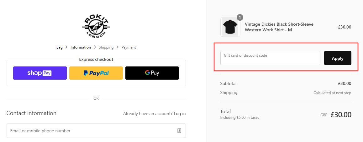 How do I use my Rokit discount code?
