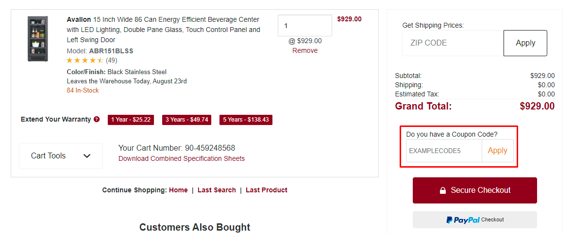 How do I use my WineCoolerDirect coupon code?