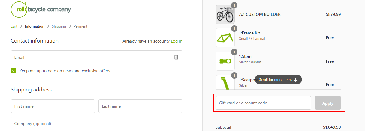 How do I use my roll: Bicycle coupon code?