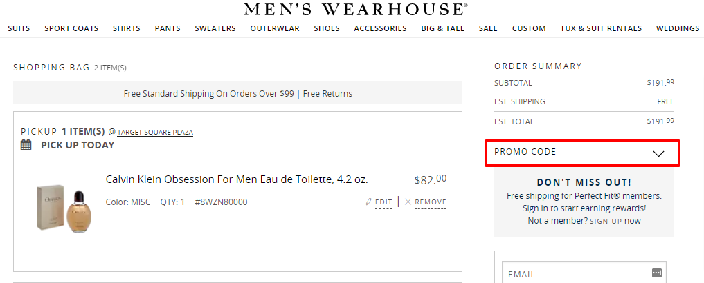 Men's Wearhouse promo code