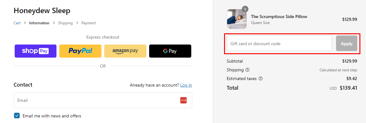 How do I use my Honeydew Sleep discount code?