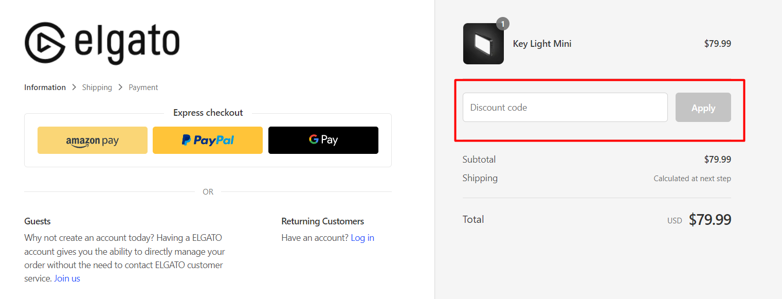 How do I use my Elgato discount code?