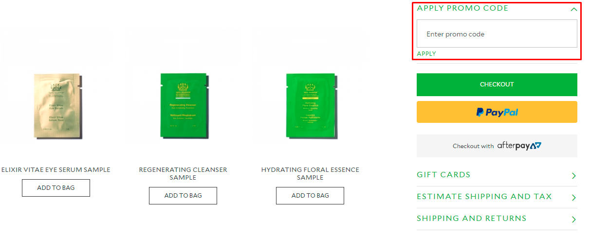 How do I use my Tata Harper promo code?