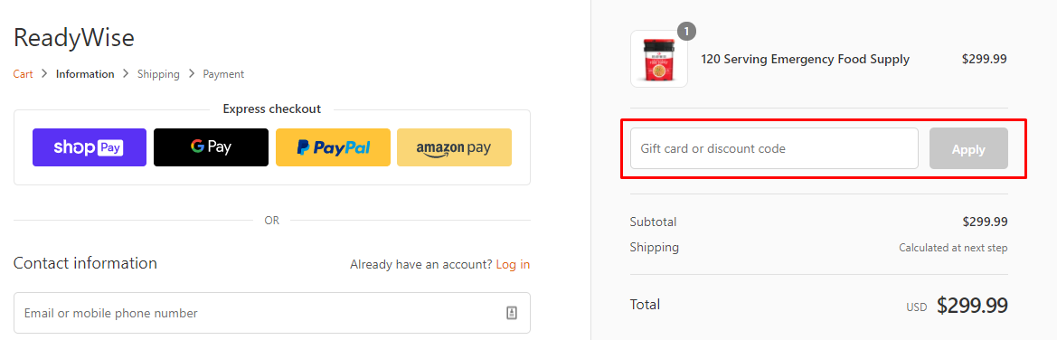How do I use my ReadyWise discount code?