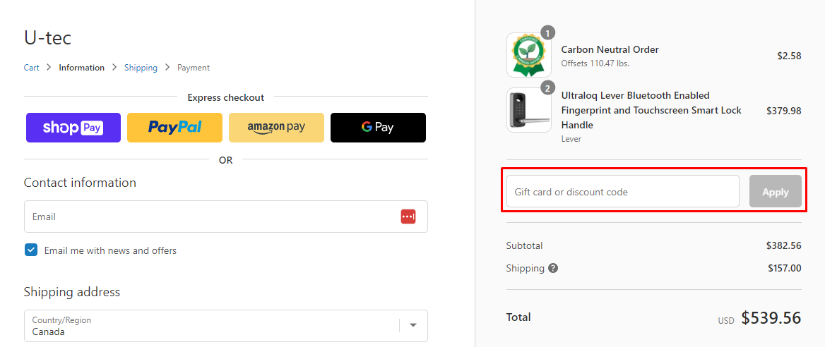 How do I use my U-tec discount code?