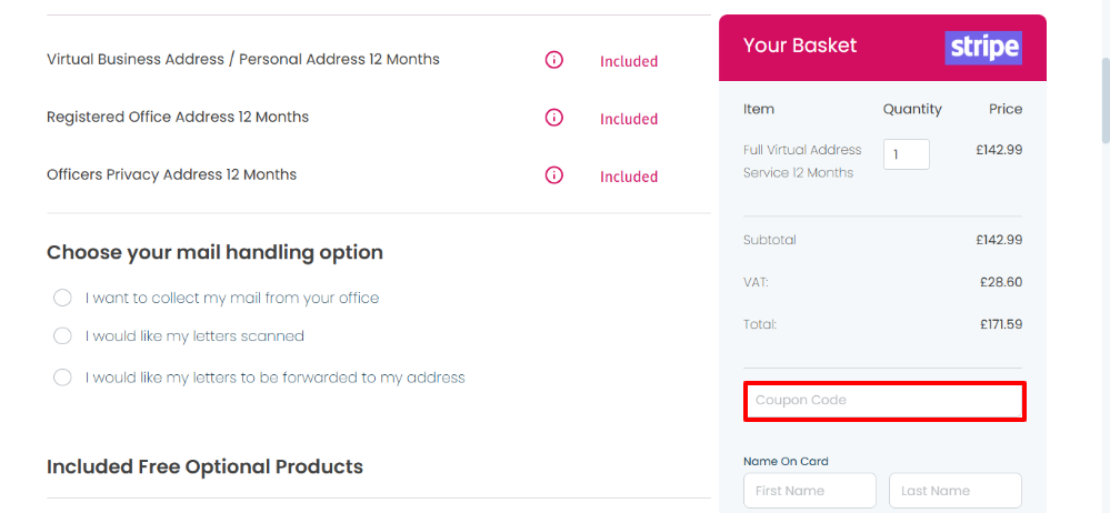 Capital Office's shopping cart where you can see where you need to apply your code