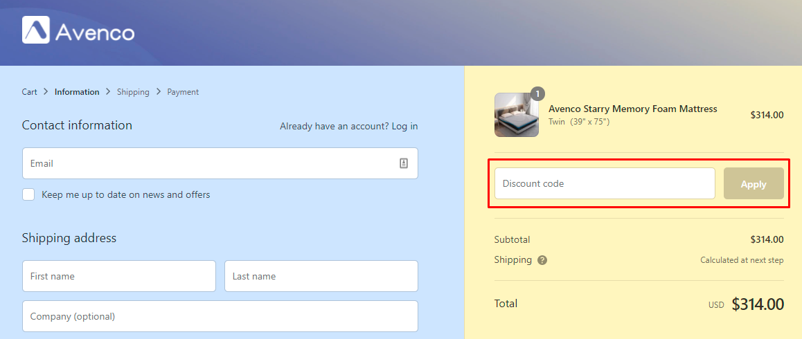 How do I use my Avenco discount code?