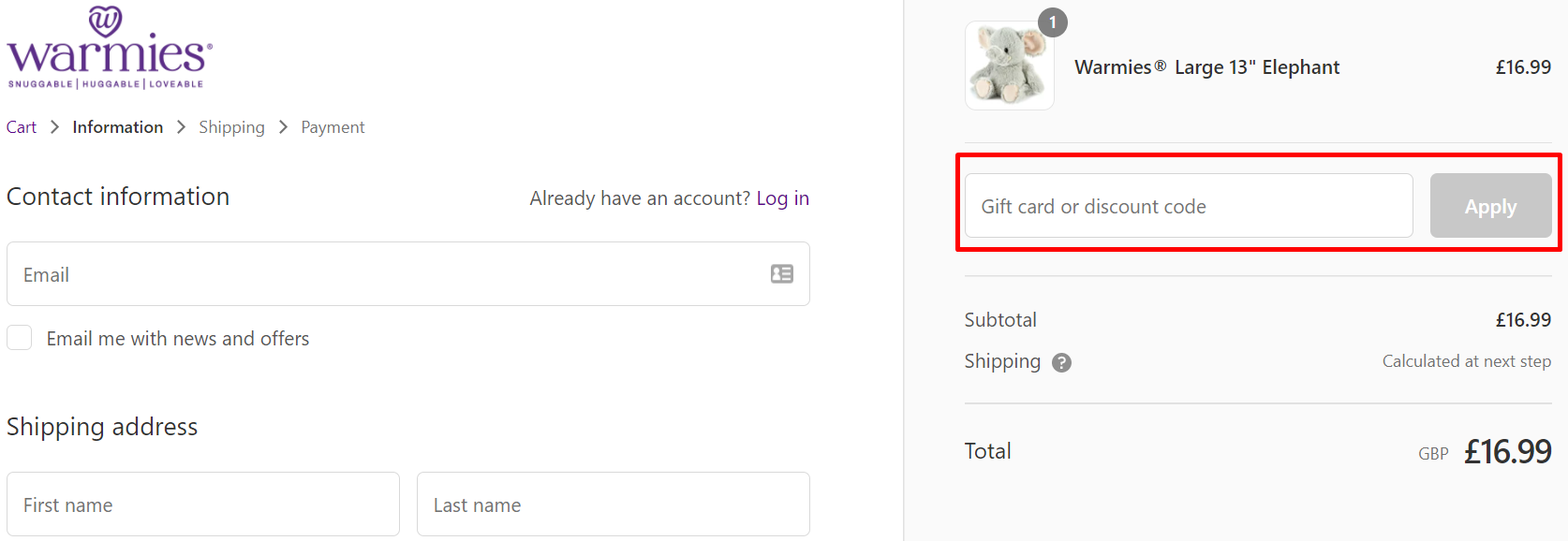 How do I use my Warmies discount code?