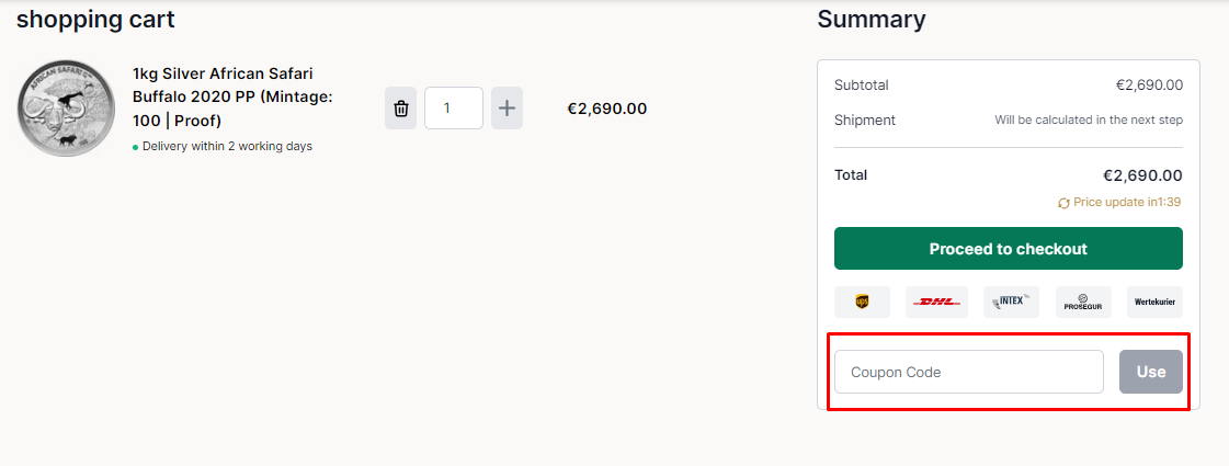 How do I use my Kettner Edelmetalle coupon code?