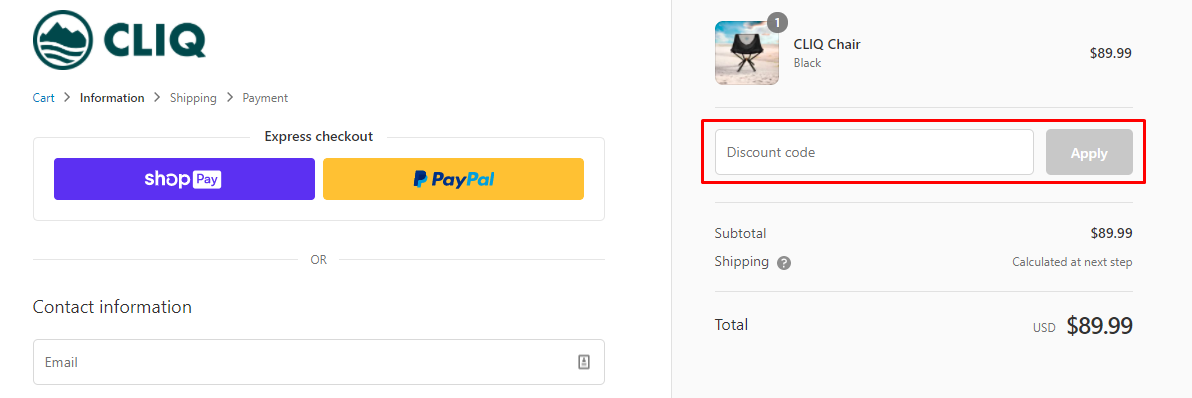How do I use my Cliq Products discount code?