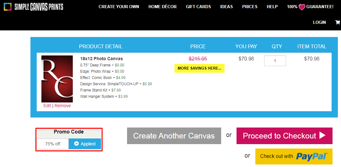 How do I use my Simple Canvas Prints promo code?