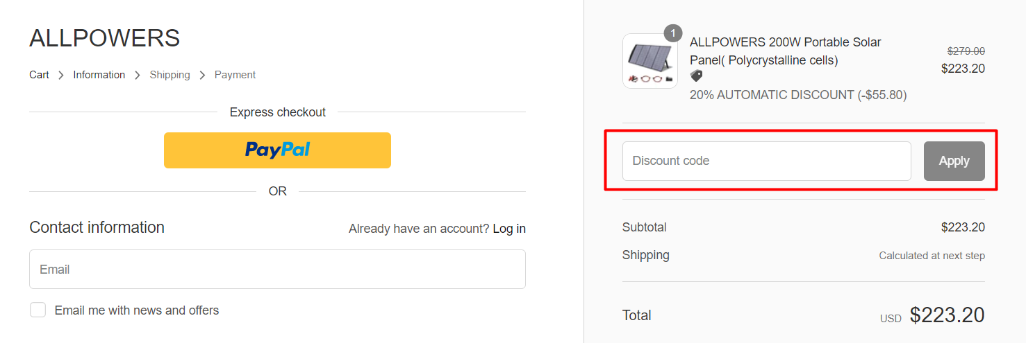 How do I use my ALLPOWERS discount code?
