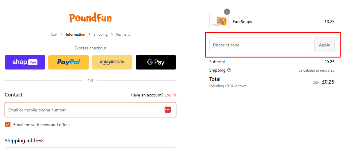 How do I use my PoundFun discount code?