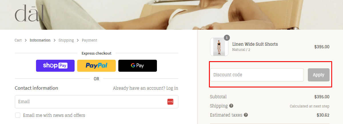 How do I use my Dal The Label discount code?
