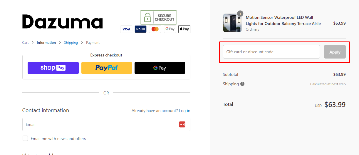 How do I use my Dazuma discount code?