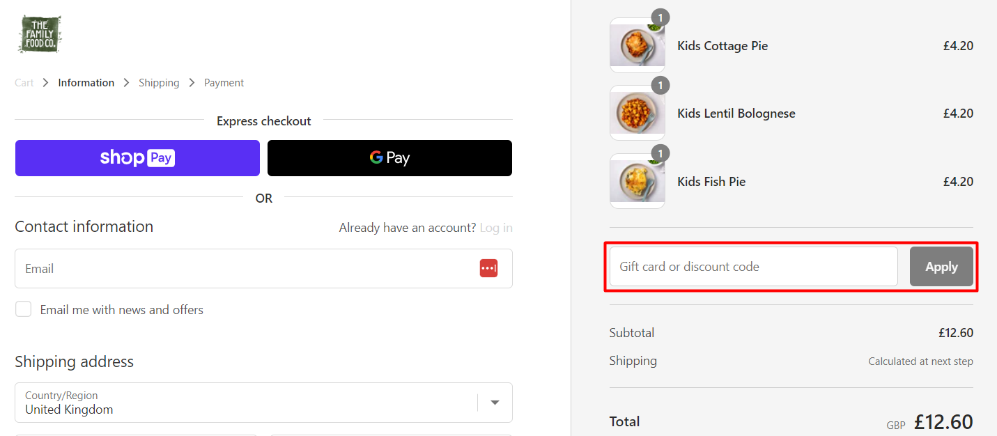 How do I use my The Family Food Co. discount code?