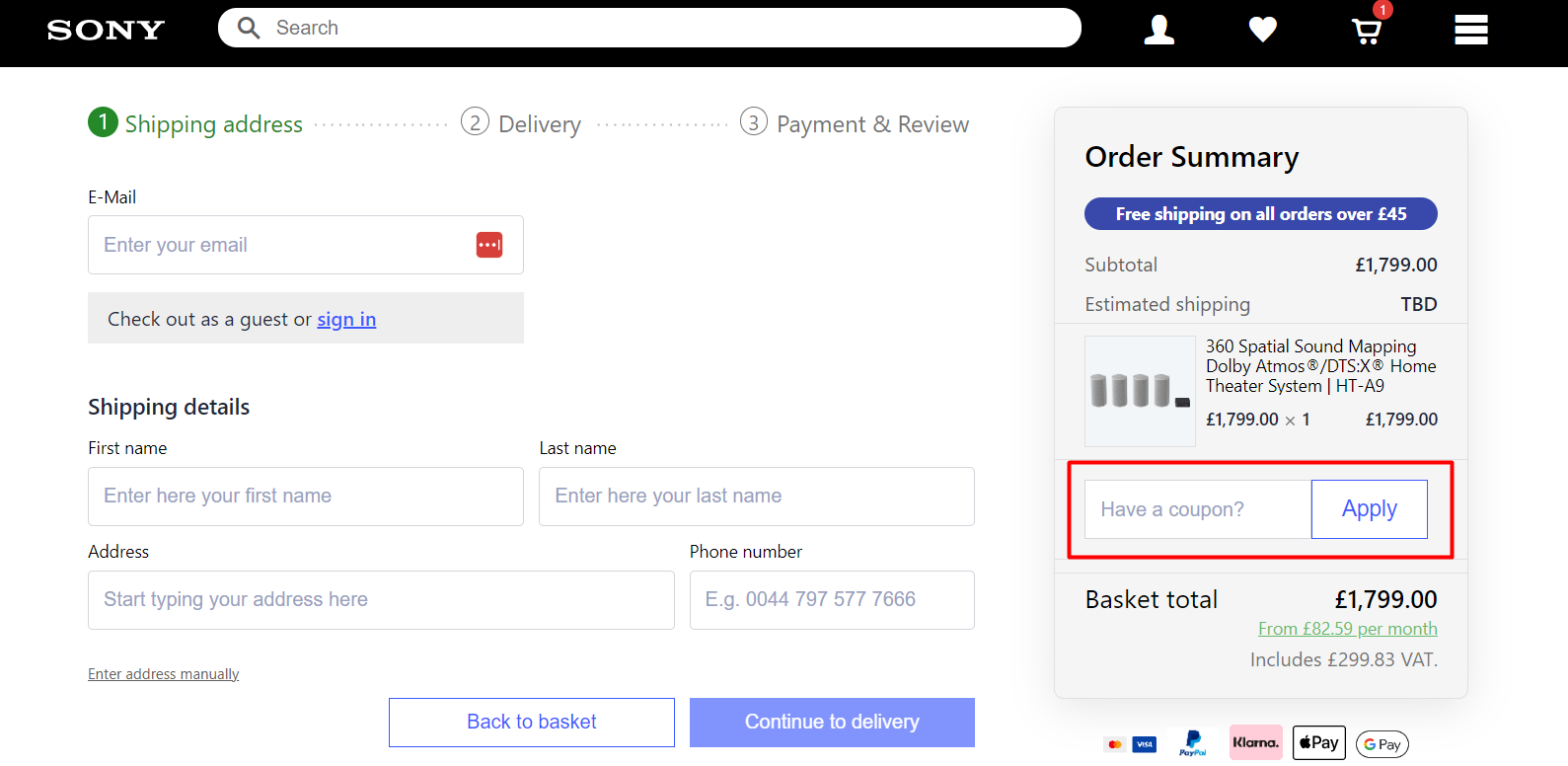 How do I use my Sony Store discount code?