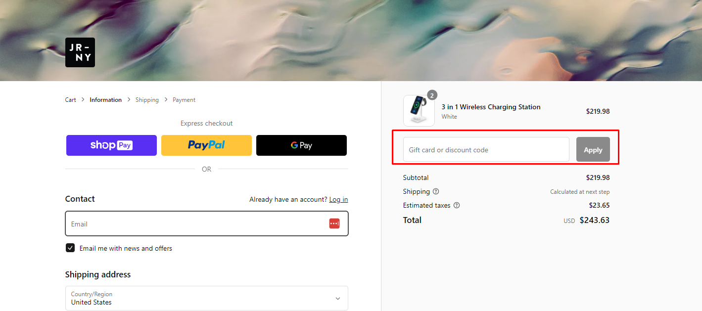 How do I use my Journey discount code?