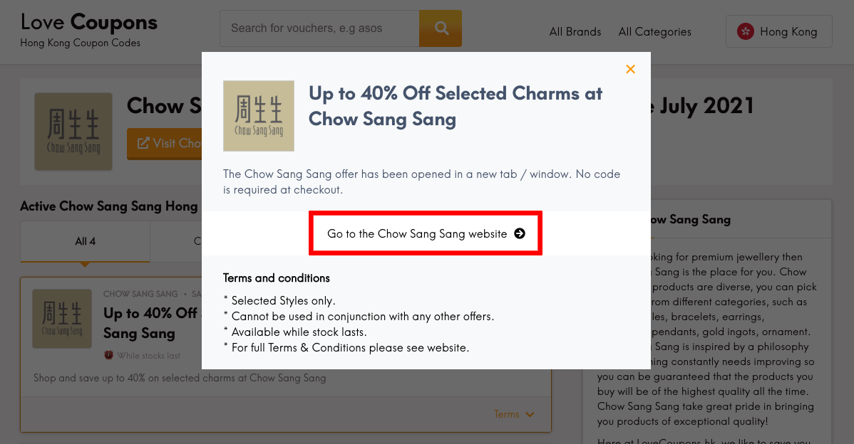 Chow Sang Sang HK Get Coupon