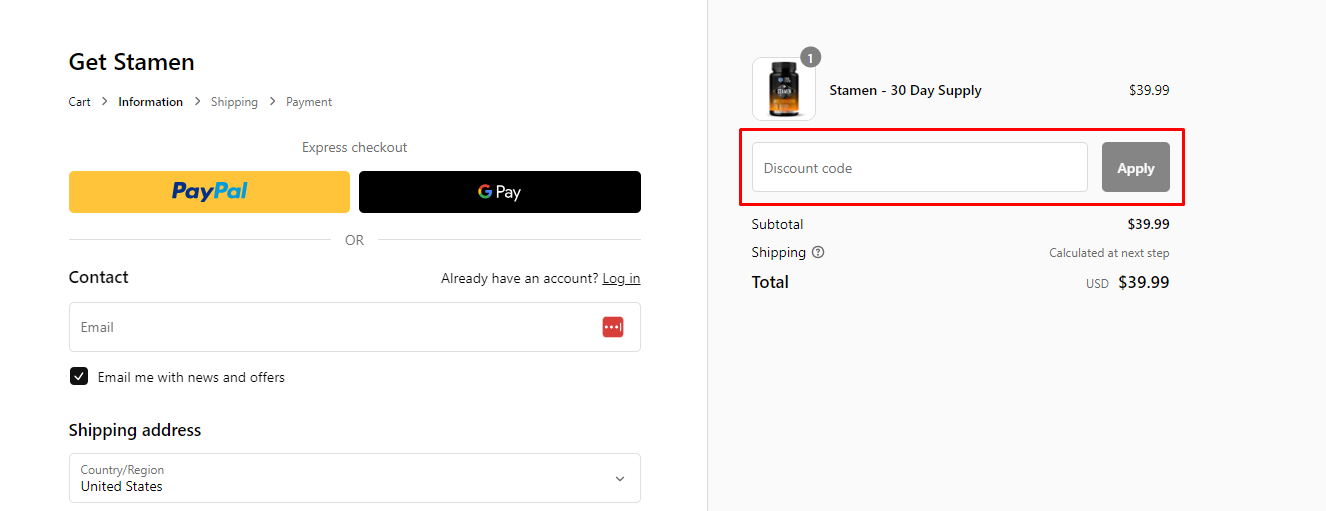How do I use my Get Stamen discount code?