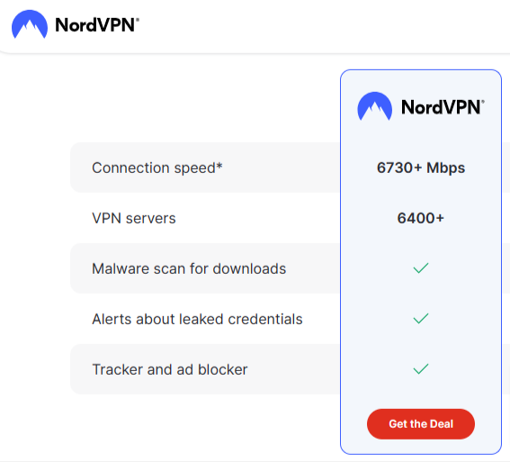 a picture showing the services that NordVPN offers with their subscriptions