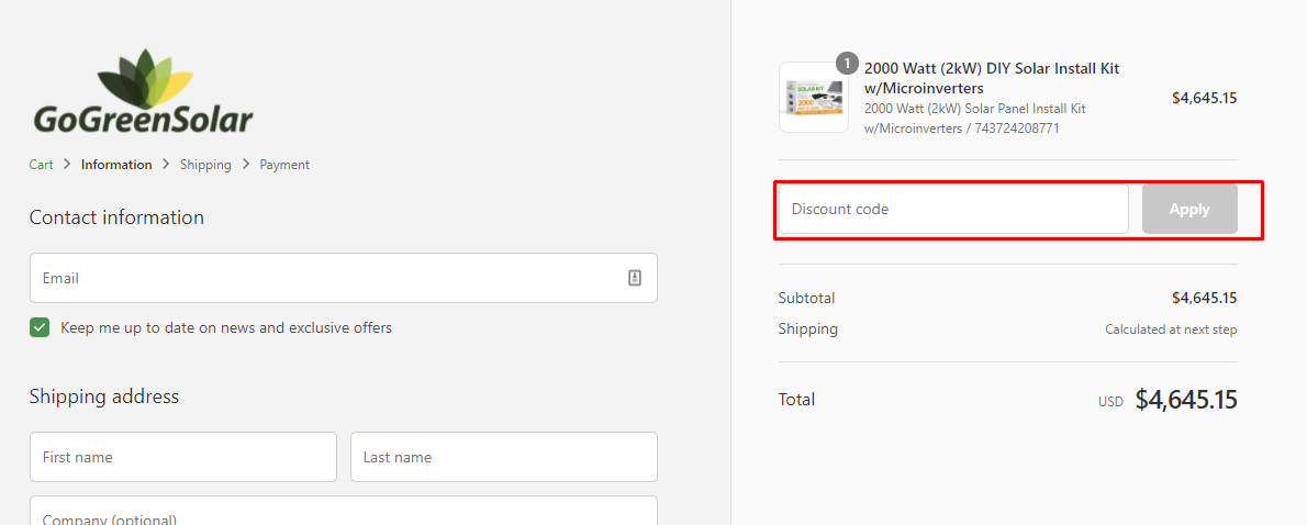 How do I use my GoGreenSolar discount code?