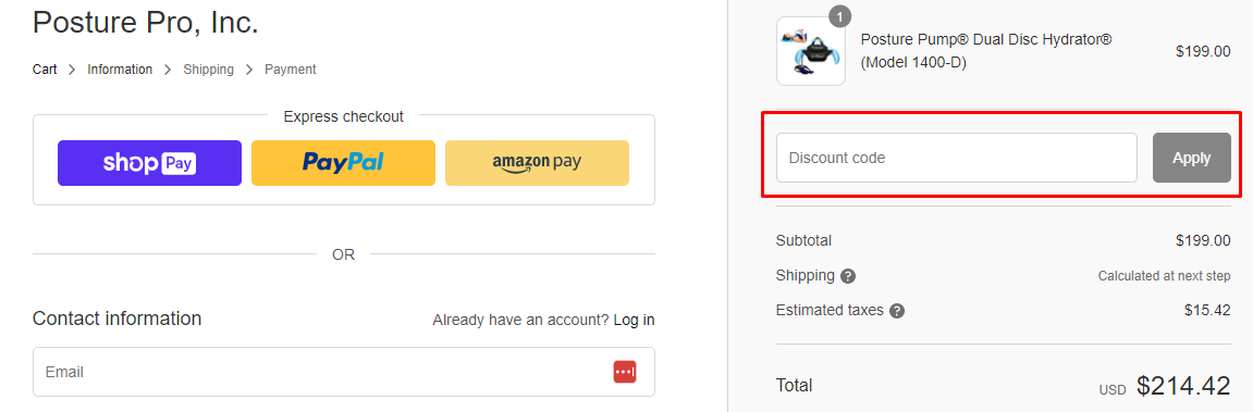 How do I use my Posture Pump Discount code?