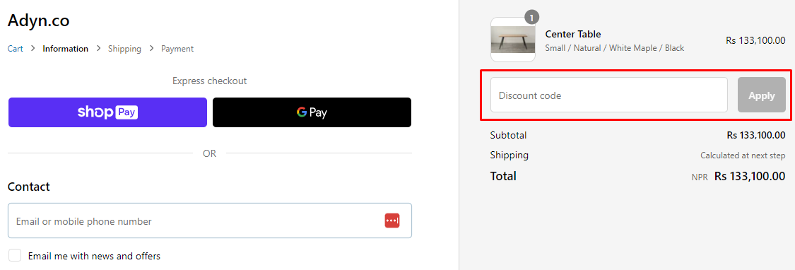 How do I use my Adyn discount code?