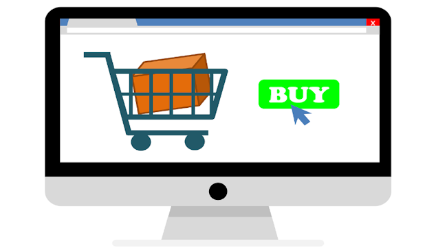 Grafik eines Computer-Monitors, auf dem sich Online-Shopping mit dem Black Friday Gutschein abspielt
