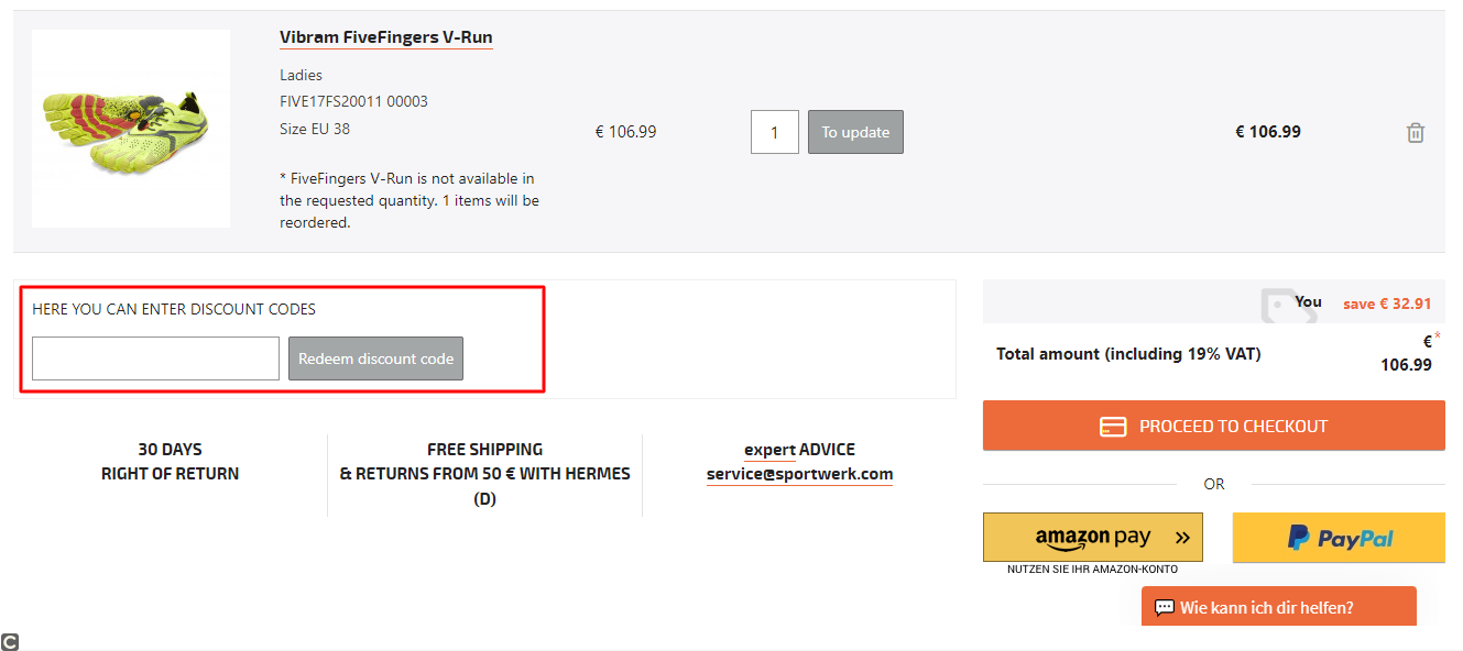 How do I use my SPORT WERK coupon code?