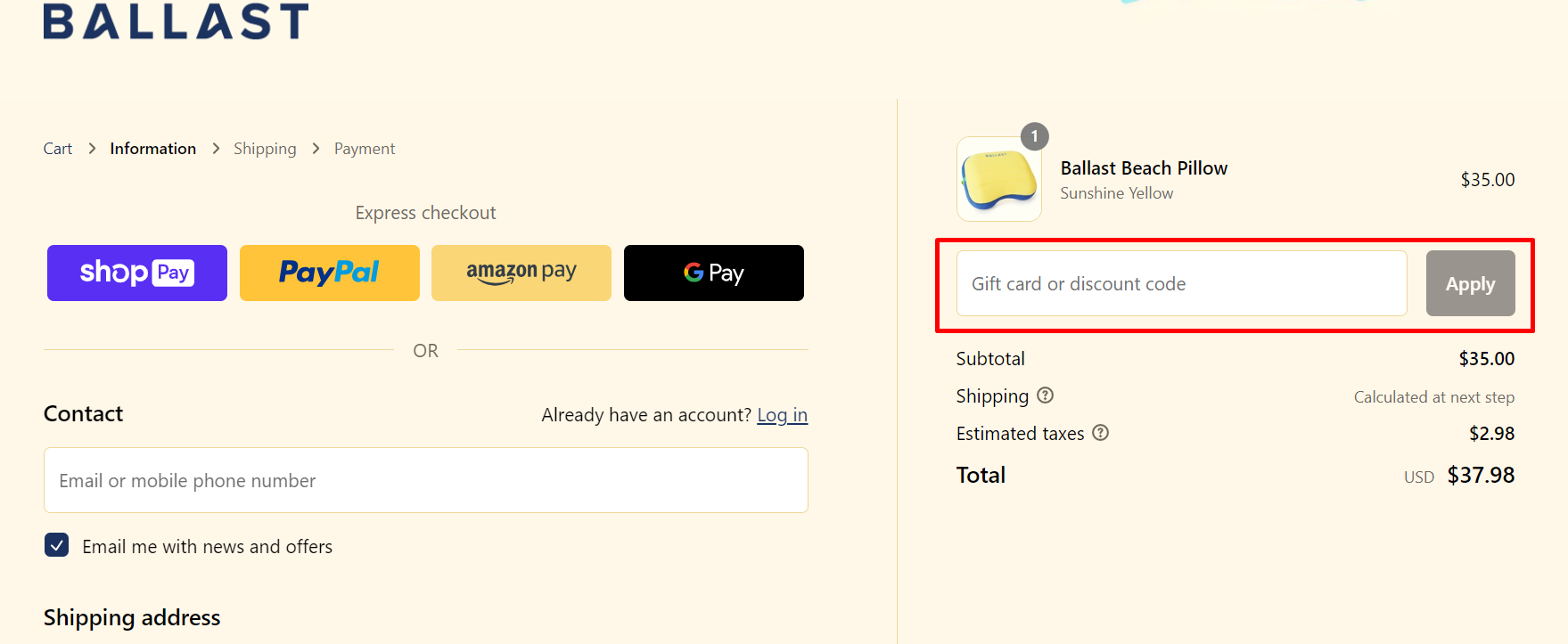 How do I use my Ballast discount code?