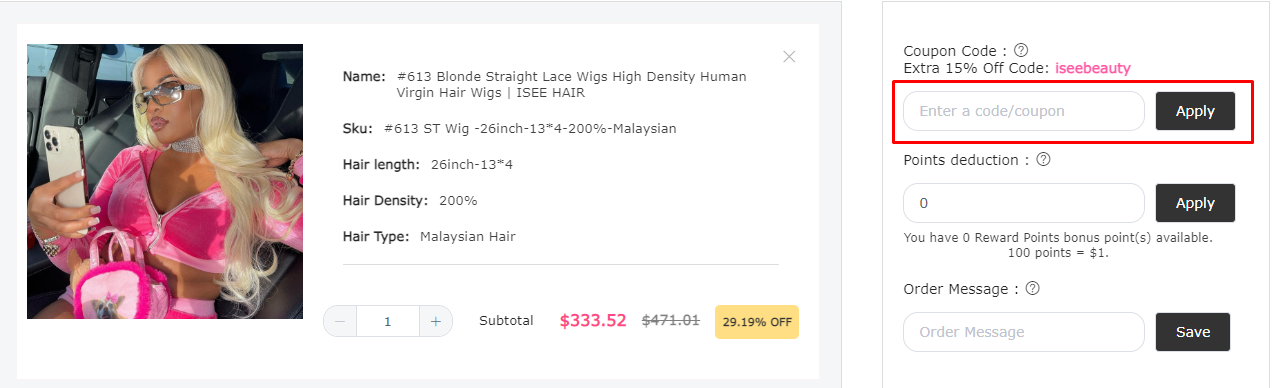 How do I use my ISEEHAIR Coupon Code?