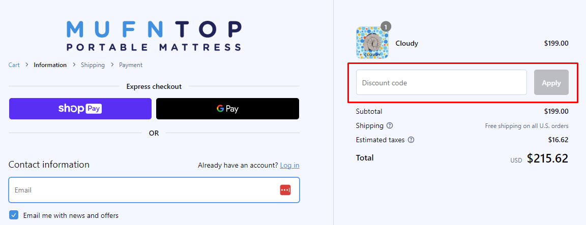 How do I use my MUFNTOP discount code?