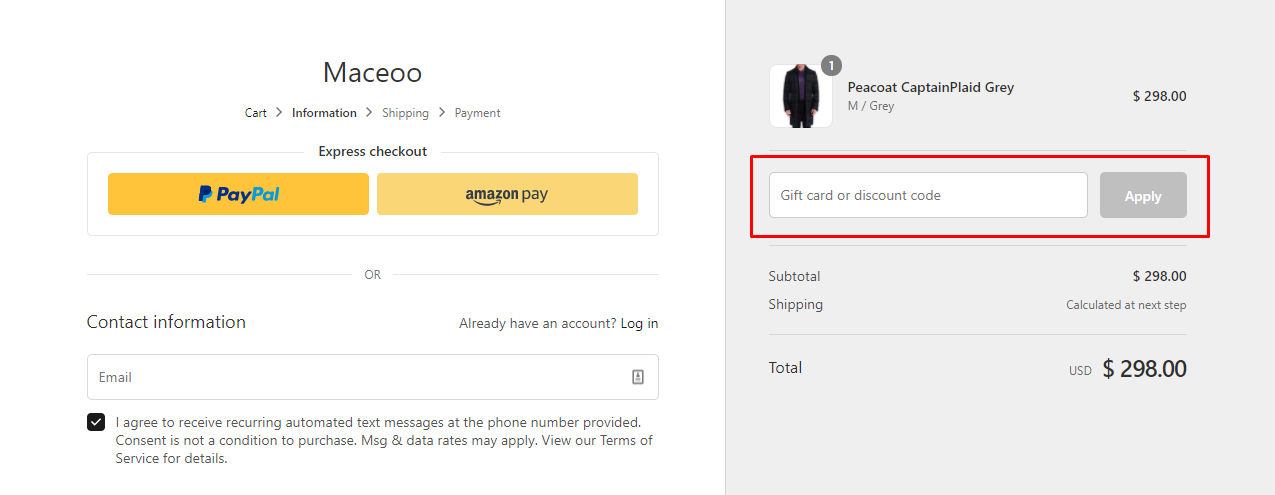 How do I use my Maceoo discount code?