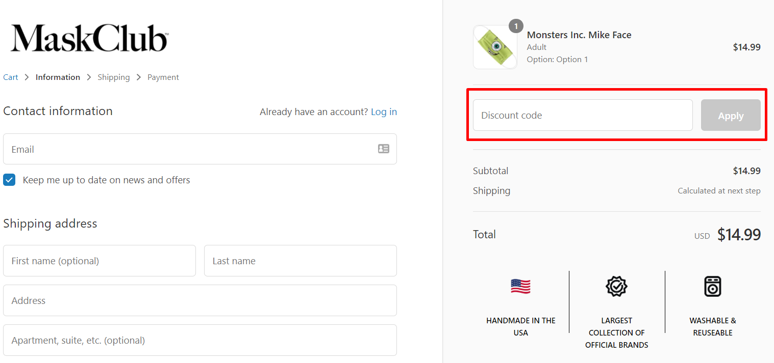 How do I use my MaskClub.com discount code?